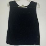 Eddie Bauer Vintage 100% Linen Black Flower Design Loose Knit Tank Top Sz Medium Photo 0