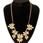 J.Crew Ivory Marquis Petals Clear Rhinestone Brass Statement Necklace Photo 0