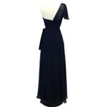 NEW Jenny Packham Womens 0 One Sleeve Bridesmaid Dress Ruched Chiffon Midnight Blue Photo 2