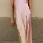 ZARA midi dress maxi tie die pink beige satin strapless wedding shower date Photo 1