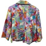 Investments Linen Blend Blazer Jacket Colorful Floral Artsy 3 Quarter Sleeve XL Photo 1