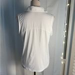 White Fitted Polo Tank Top with Buttoned Neckline Photo 2