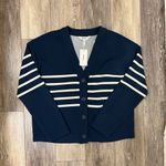 Spanx AirEssentials Striped Cardigan in Midnight Navy and Porcelain NWT Photo 9