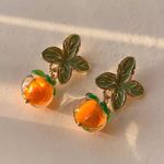 Boutique Korean Vintage Orange Bead Drop Earrings Photo 0