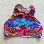 Bright Neon Multicolored Bikini Bandeau Top Sz Small Pink Photo 0