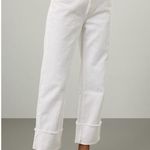 7 For All Mankind White Cotton Blend Straight-Leg Cuffed Hems Pants Size 29 Photo 2