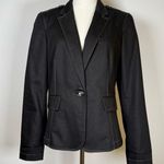 Kasper Tailored Blazer Jacket Black White Stitching Cotton Blend Women’s Size 8 Photo 0