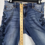 Band of Gypsies Lola Skinny Ankle Jeans Womens 29 Blue Denim Raw Hem Embroidered Photo 4