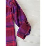 Eddie Bauer  Womens Purple Plaid Button Down 3/4 Sleeve Shirt Top Size S Photo 4