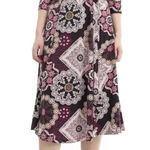 Nina Leonard Nina‎ Leonard Women's Purple Medallion Print 3/4 Sleeve Midi Dress M Photo 0