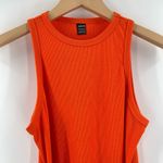 SheIn Dress Size Large Ribbed Orange Tie Waist Bodycon Fitted Beach Pool Party Photo 3