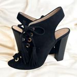 Club Monaco  Black Gold Suede Laceup Heels Size 38/8 Photo 0