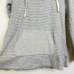 James Perse  Standard Pullover Hoodie Size 4 Womens Grey Stripe Sweatshirt Cotton Photo 2