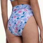 Splendid  Floral Flurry Tie-Front Bikini Bottom High Leg Pant Sz M NWT Blue Pink Photo 2