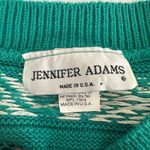 Vintage 80s Jennifer Adams Knit Sweater Vest Sleeveless Green White Women Large Photo 5