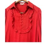 Sunoco Coral‎ Size M Long Sleeve Ruffle Front Knee Length Dress Red Size M Photo 1