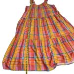 Time and Tru Women's Flutter Sleeve Tiered Plaid Midi Dress Pink Yellow‎ Size L Size L Photo 8