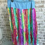 Sandy Brand Skirt XL NWT Artsy Festive Front Button Elastic Stretch ba… Photo 3