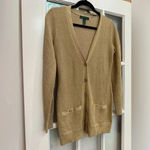 Ralph Lauren Lauren Metallic Gold Silk Blend Knit Button Down Cardigan Size XS Photo 1