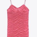 ZARA  RUCHED TULLE MINI DRESS V-NECK UNDERWIRE PINK SIZE L NEW Photo 0