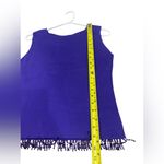 Vintage CLIO Silk & Cotton Beaded Fringe Top M Purple Square Neck Tank Pullover Size M Photo 5