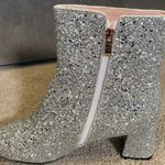 Women’s Silver Glitter Covered Chunky Heeled Party Boots Zipper Size 11.5 NEW Silver Photo 4