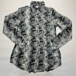 CAbi Semi Sheer Snake Skin Long Sleeve Blouse S Gray Photo 1