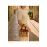 Vintage Wicker & Leather Basket Handbag – Mid Century Artisan Purse Brown Photo 1