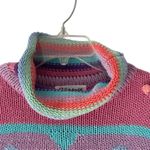 Reference Point  Vintage Mock Neck Stripe Heart Pom Pom Sweater size large cotton Photo 1