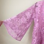 Marié by Victoria Dunn Pink 3D Lace Long Sleeves Mini Kaftan‎ Dress Size Small Photo 2