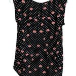 Pleione  Women’s Sleeveless Blouse Size XS / Black Polka Dots and Flowers Photo 6
