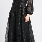 Mac Duggal NEW NWT Jewel Encrusted Illusion Long Sleeve A Line Maxi Gown Black Photo 0