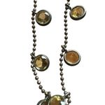Italian .925 Sterling Silver Station Necklace w/ Golden Gemstones (Citrine or Ye Photo 6