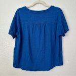 Chico's Chico’s 100% Linen Blue Stretch Henley Short Sleeves Tee, Sz Large Photo 4