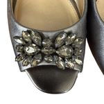 Liz Claiborne metallic silver embellished peep toe slingback heels women's 6 1/2 Photo 4