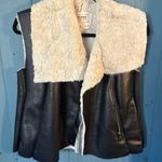 FC Jeans Black Bomber Vest, Faux Fur Lined, Size 8 Photo 5
