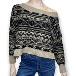 Trouvé Nordstrom M Black Tan Beige Oversized Reverse Slouchy Thick Knit Sweater Size M Photo 0