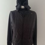 Athleta Cozier Jacket Size Medium Black Puffer Hoodie Insulated PrimaLoft 350839 Photo 1