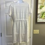 Tropical Escape White Eyelet Swim Plunging V-Neck Coverup w/Shirt Sleeves- 1X Photo 6