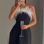 ZARA  dress mini bodycon Elegant Black and White Feather holiday party coctail  Photo 9