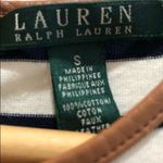 Ralph Lauren Faux Leather Trim Sleeveless Striped Flare Dress Small Photo 8