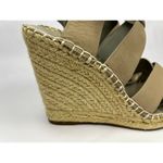 Joie  Kaelyn Nude Leather Espadrille Wedge Sandals 38 Crisscross Ankle Strap Heel Photo 7