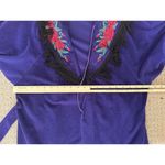 Vanity Fair Vintage Lounge Robe Fringe Embroidered Floral Full Length Purple Photo 13