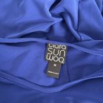 Clara Sun Woo Cold Shoulder Cut Out Tunic Womens M Blue Liquid Knit Slinky Size M Photo 3