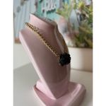 Topshop Black Onyx Raw Crystal Rock Pendant Gold Tone Chain Statement Necklace Photo 4
