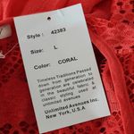 Rebellion  Coral Mini Dress with Lace Detail NWT Size Large Wedding Guest Dress Photo 9