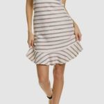Sol Angeles Dress Stripe Boucle Ruffle Mini Natural M NWT New Photo 0