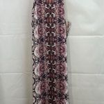 Lavender Brown women's pink geometric print high neck zip‎ lined mini dress S Photo 0
