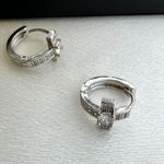 15mm CZ Cross Hoop Earrings for Men Women Streetwear Unisex Hip Hop Style Silver Photo 1