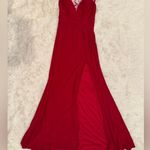 Mac Duggal Ieena for  red matte Jersey plunge V-Neck Gown Sz 4 Photo 3
